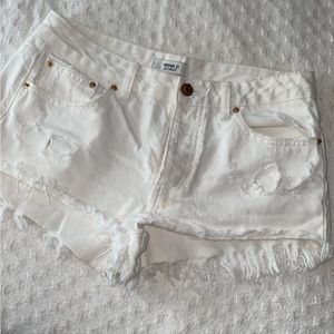 White jean shorts